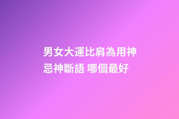 男女大運比肩為用神忌神斷語 哪個最好